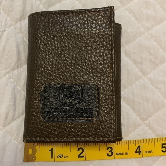 John DEERE brown leather wallet tri-fold five card slots two bill slots OS - Picture 11 of 12